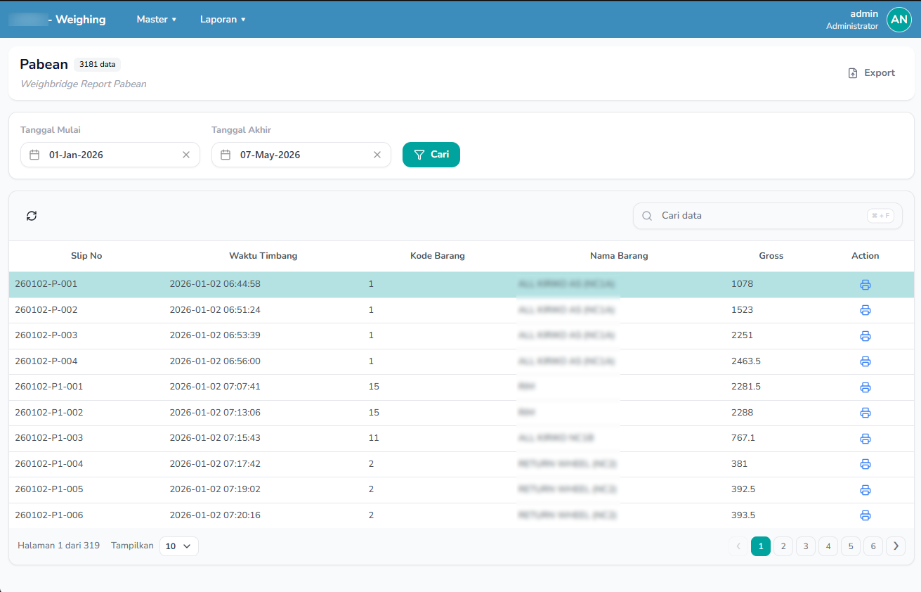 Federated Regulatory Gateway — Consolidated transactional data across sites (Truck Scale & Industrial Weighing) in real time for customs audit transparency.