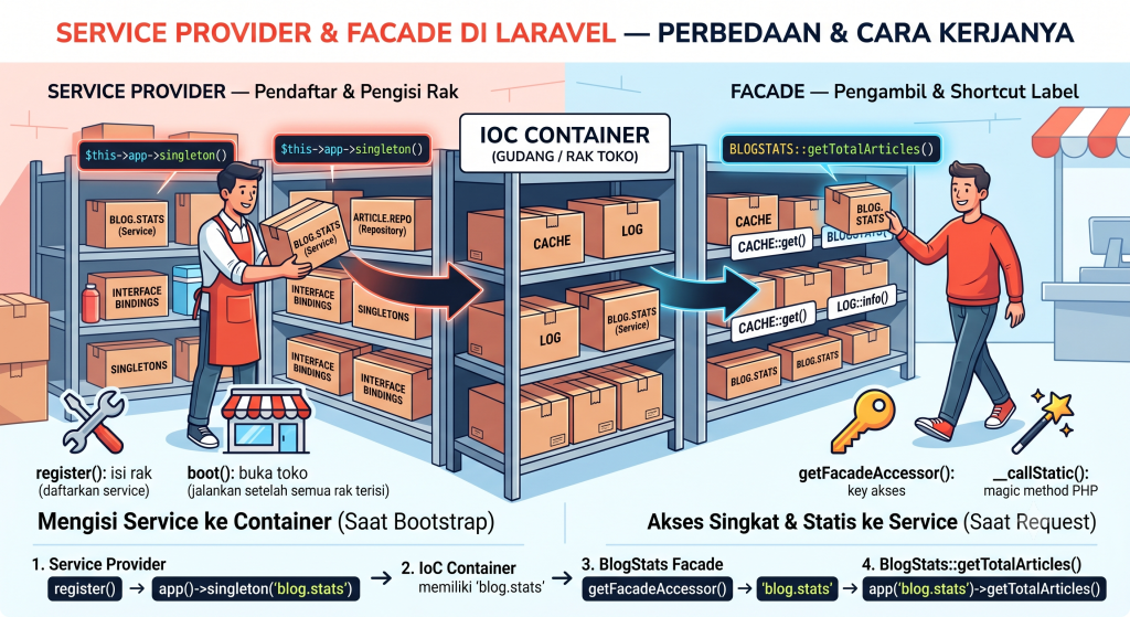 Service Provider & Facade di Laravel — Perbedaan dan Cara Kerjanya - Portfolio Project