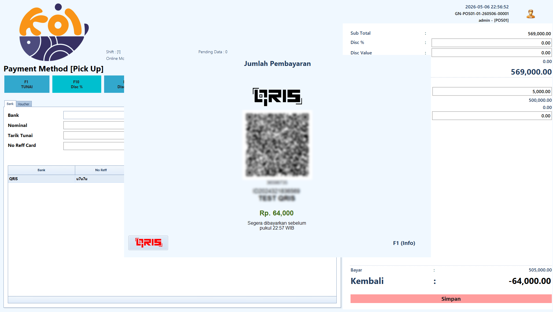 Seamless Digital Payment Integration — Interactive QRIS payment module for an integrated cashless ecosystem.