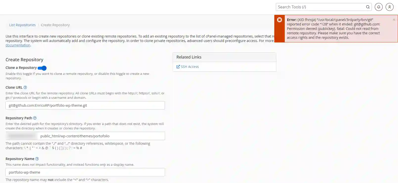 Langkah awal clone repository GitHub ke cPanel menggunakan fitur Git Version Control