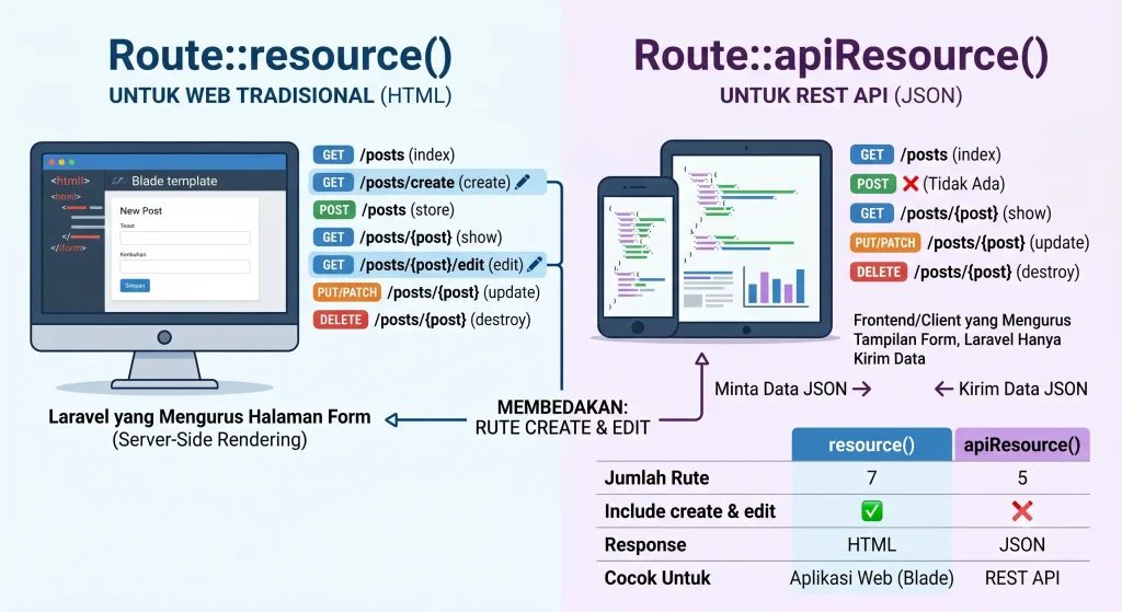 Route Resource vs API Resource di Laravel — Kapan Pakai Yang Mana? - Blog Post