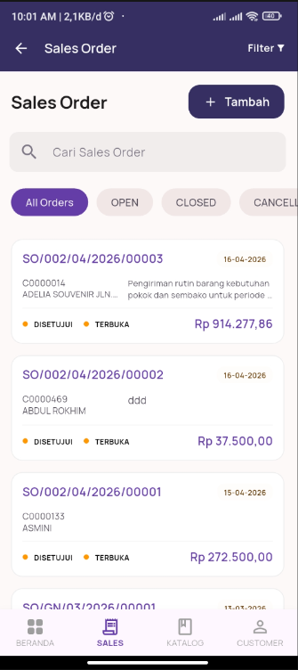 Sales Order Management — Real-time monitoring of sales order transaction status, fully integrated.