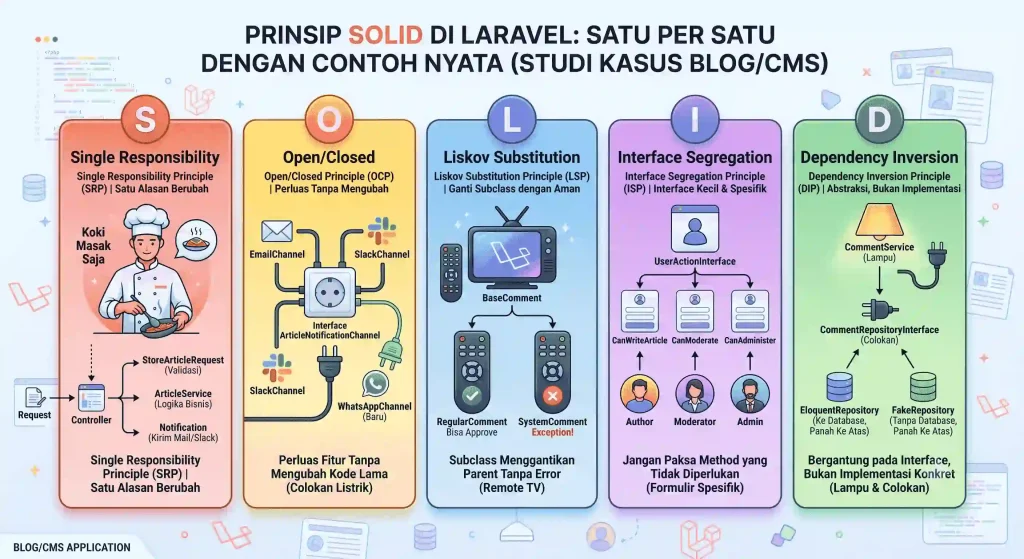 Prinsip SOLID di Laravel — Satu per Satu dengan Contoh Nyata - Blog Post