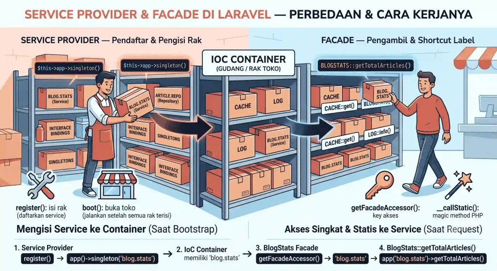 Service Provider & Facade di Laravel — Perbedaan dan Cara Kerjanya - Blog Post