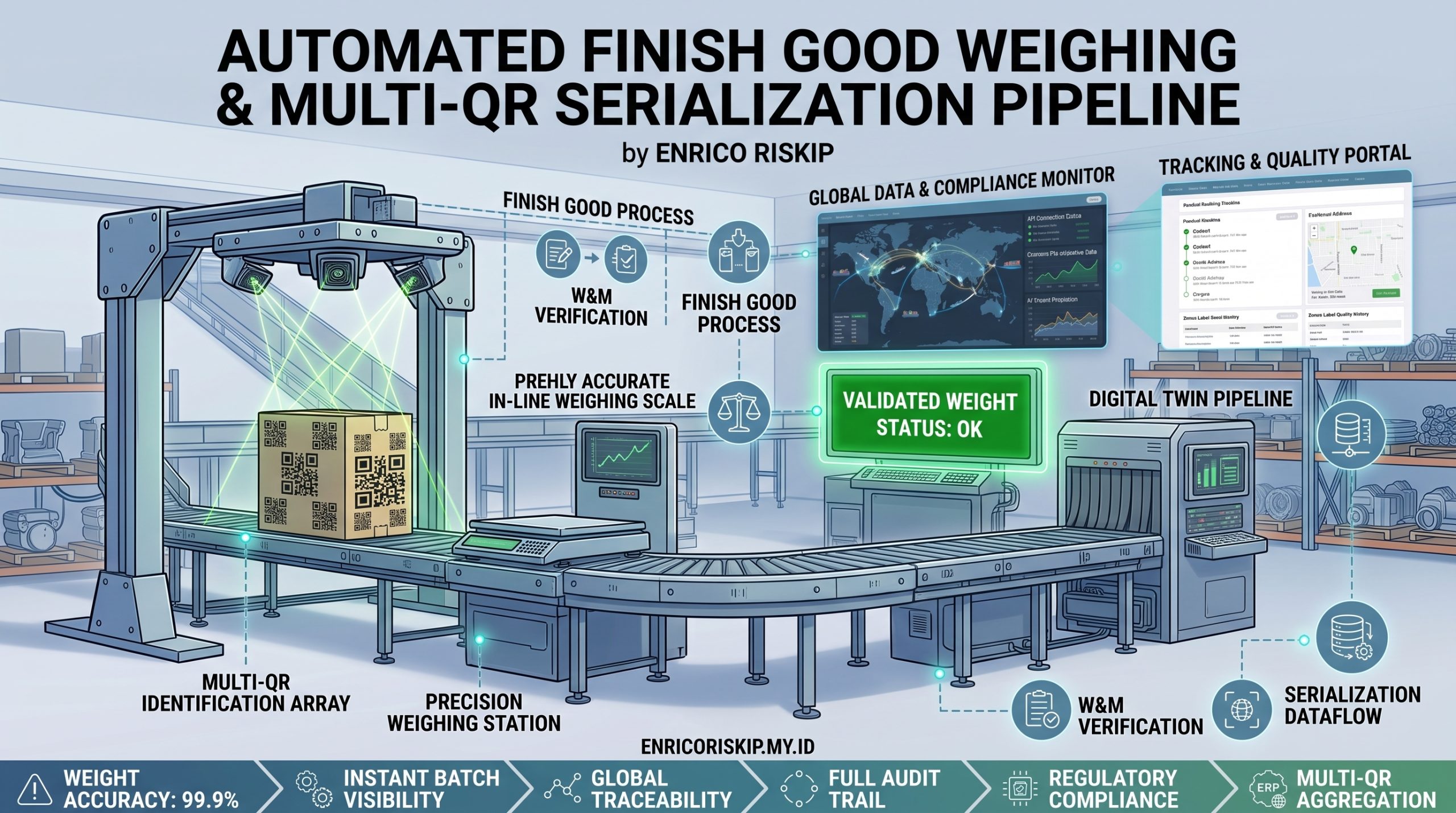 Automated Finish Good Weighing & Multi-QR Serialization Pipeline